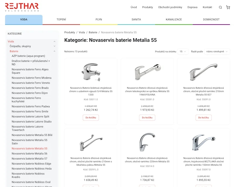 Náhledový obrázek projektu E-shop Rejthar