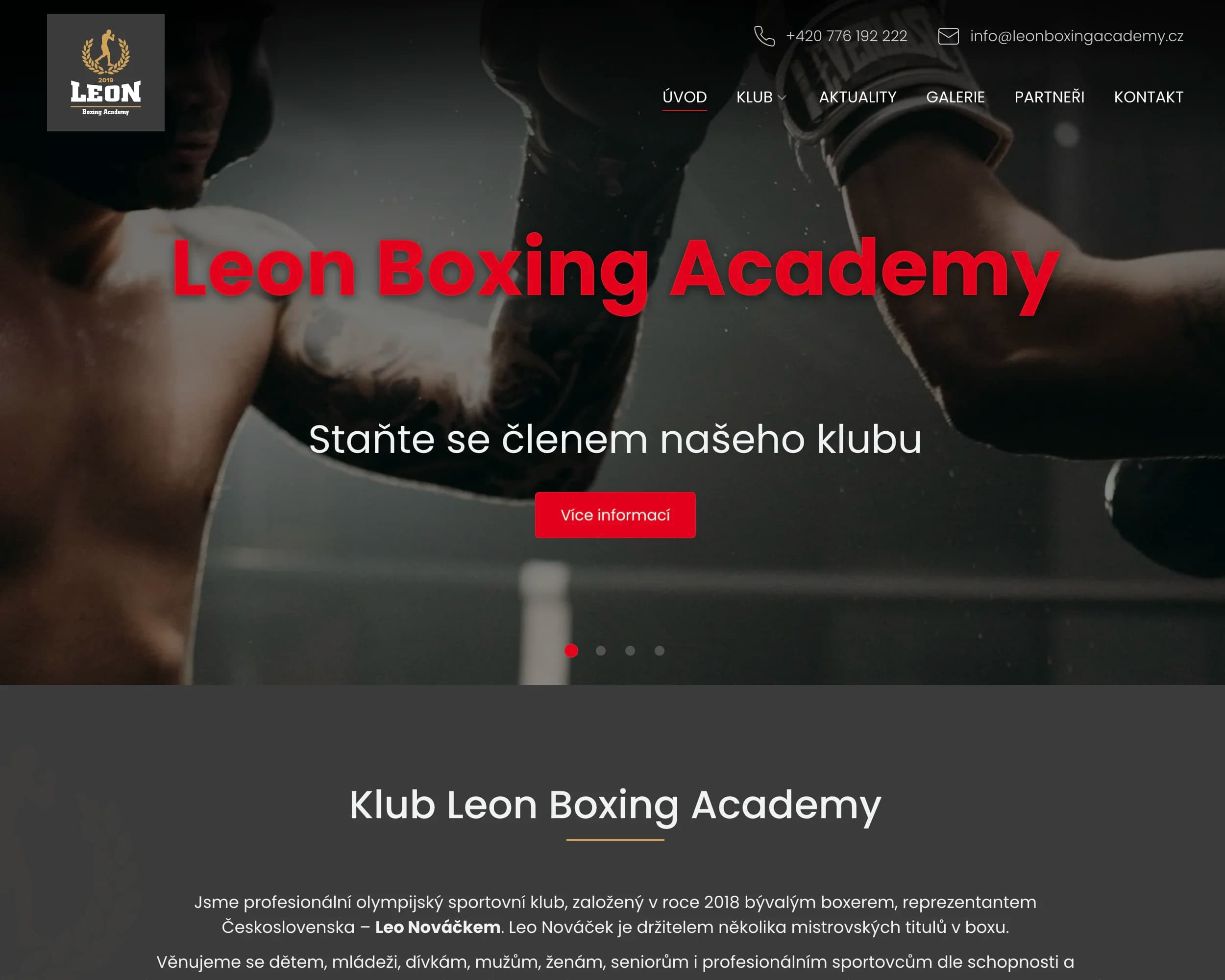 Náhled projektu Webové stránky LEON Boxing Academy